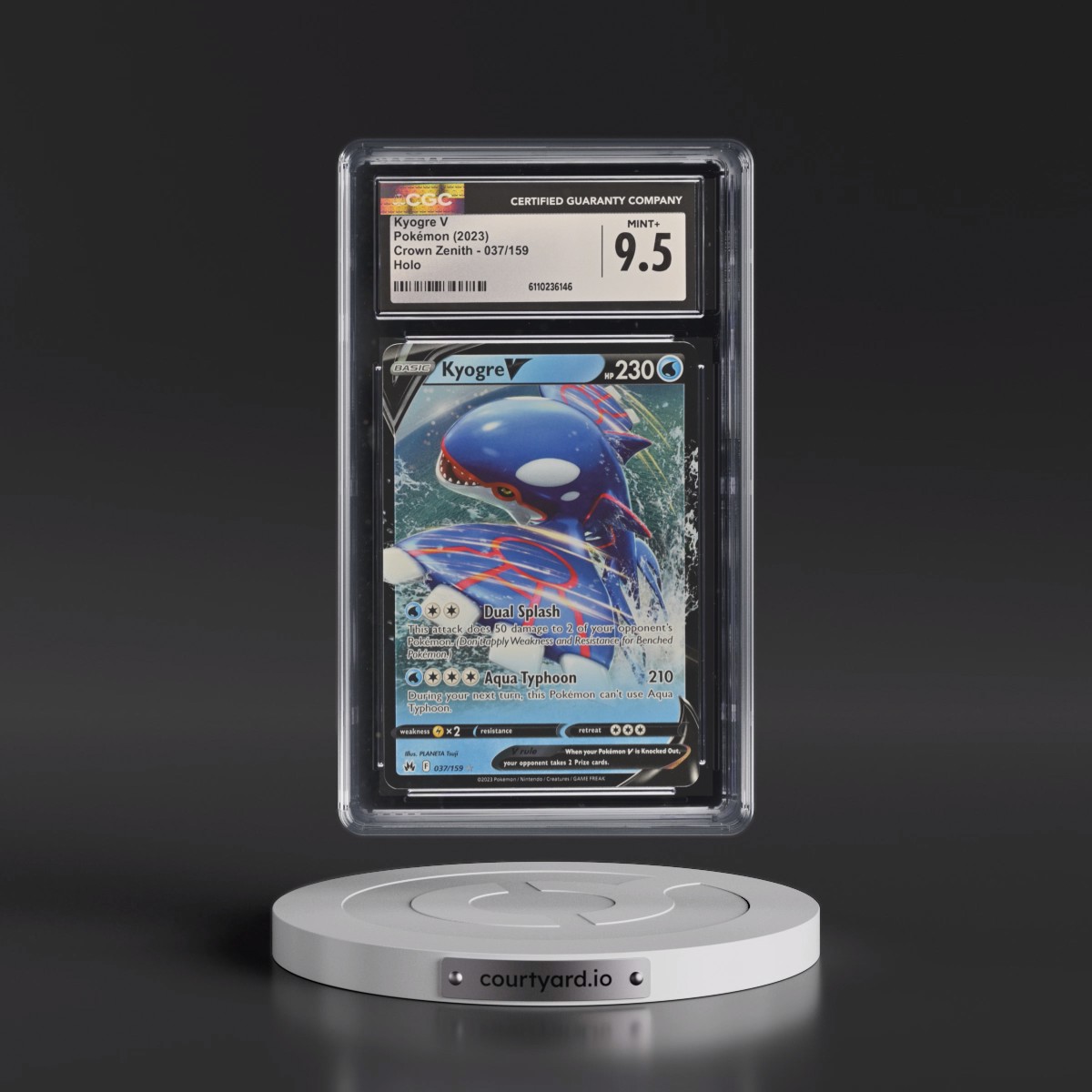 2023 Crown Zenith #037/159 Kyogre V - Holo (CGC 9.5 MINT+)
