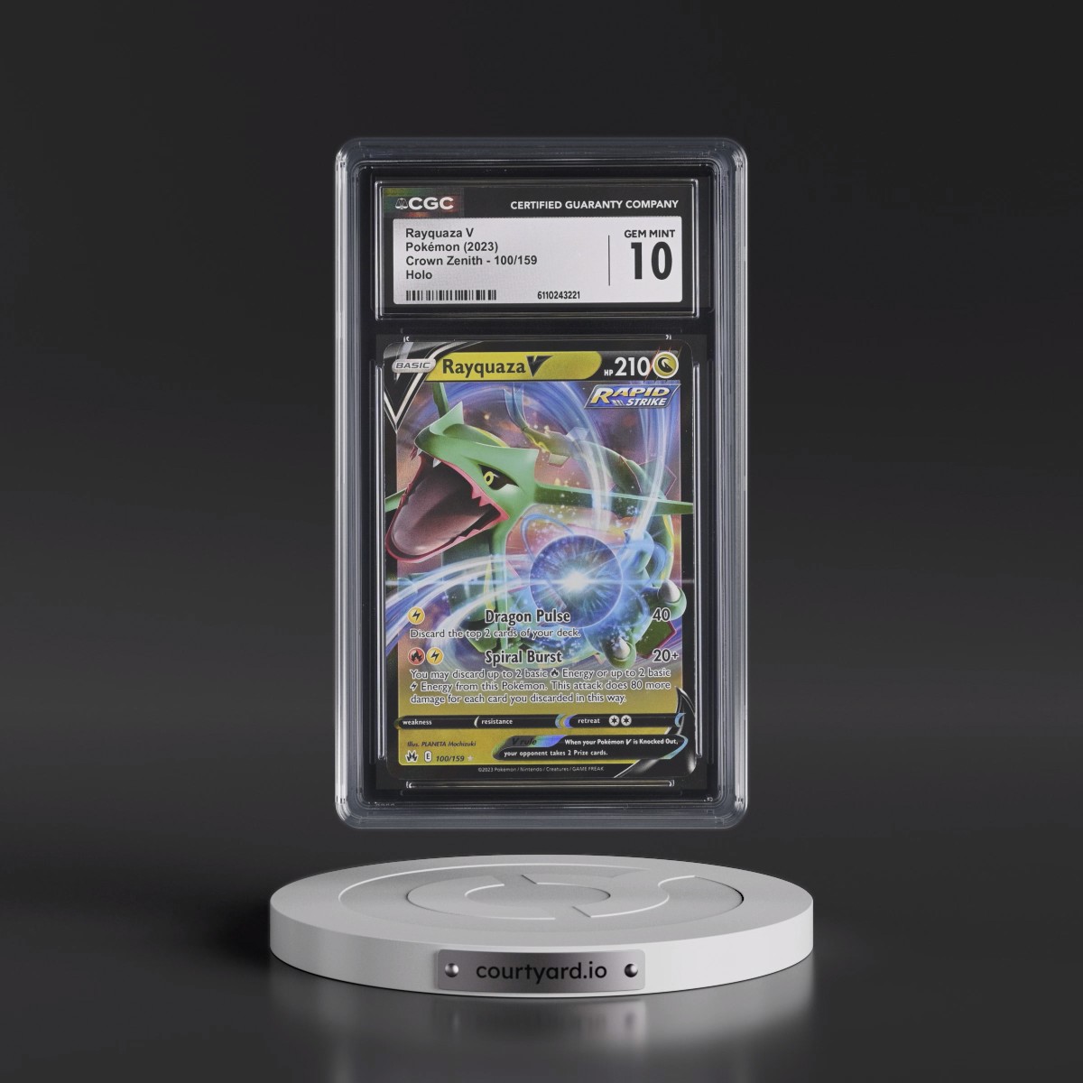 2023 Crown Zenith #100/159 Rayquaza V - Holo (CGC 10 GEM MINT)
