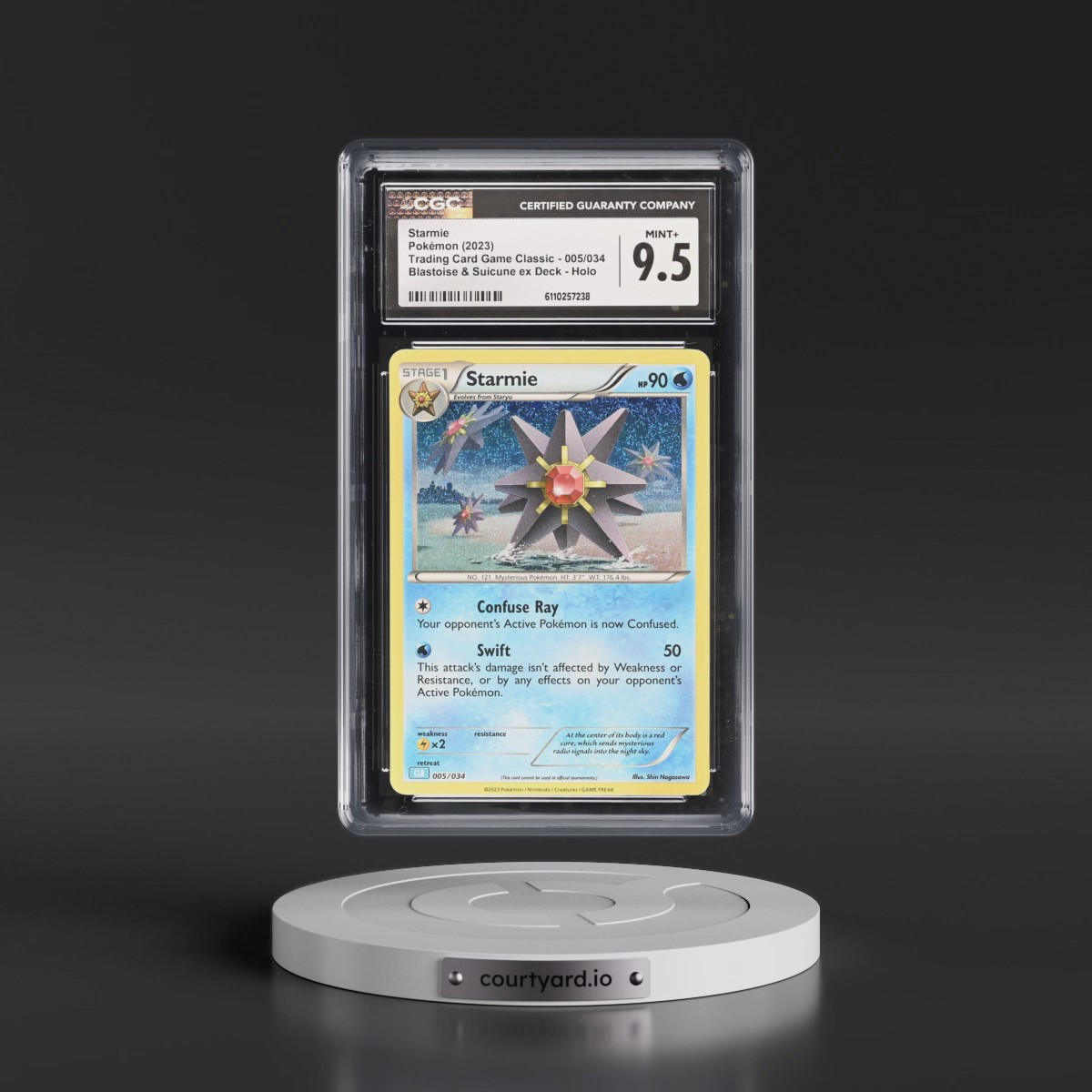 2023 Trading Card Game Classic - CLV, CLC, CLB #005/034 Starmie - Blastoise & Suicune ex Deck - CLB Holo (CGC 9.5 MINT+)