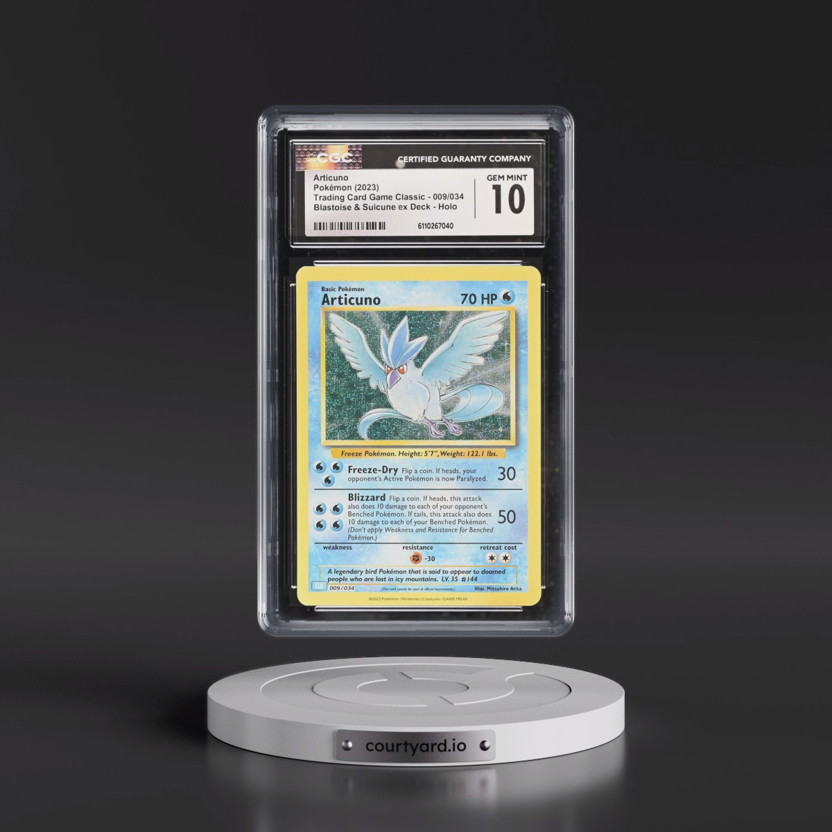 2023 Trading Card Game Classic - CLV, CLC, CLB #009/034 Articuno - Blastoise & Suicune ex Deck - CLB Holo (CGC 10 GEM MINT)