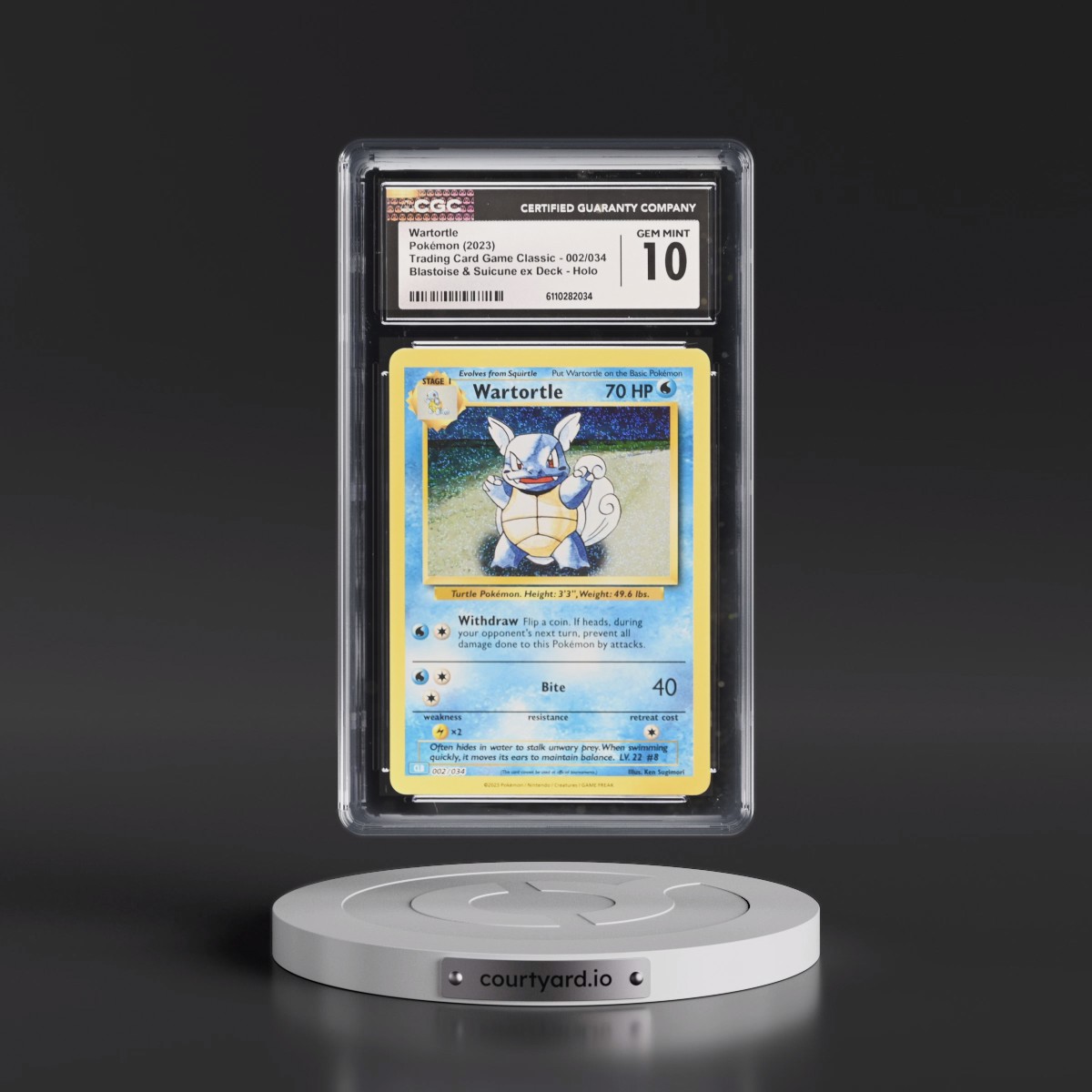 2023 Trading Card Game Classic - CLV, CLC, CLB #002/034 Wartortle - Blastoise & Suicune ex Deck - CLB Holo (CGC 10 GEM MINT)