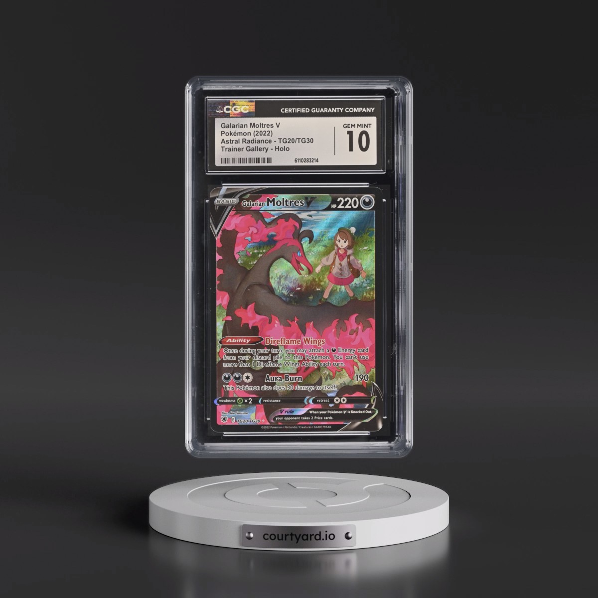 Astral Radiance Galarian Moltres V - Trainer Gallery Holo #TG20/TG30 CGC 10