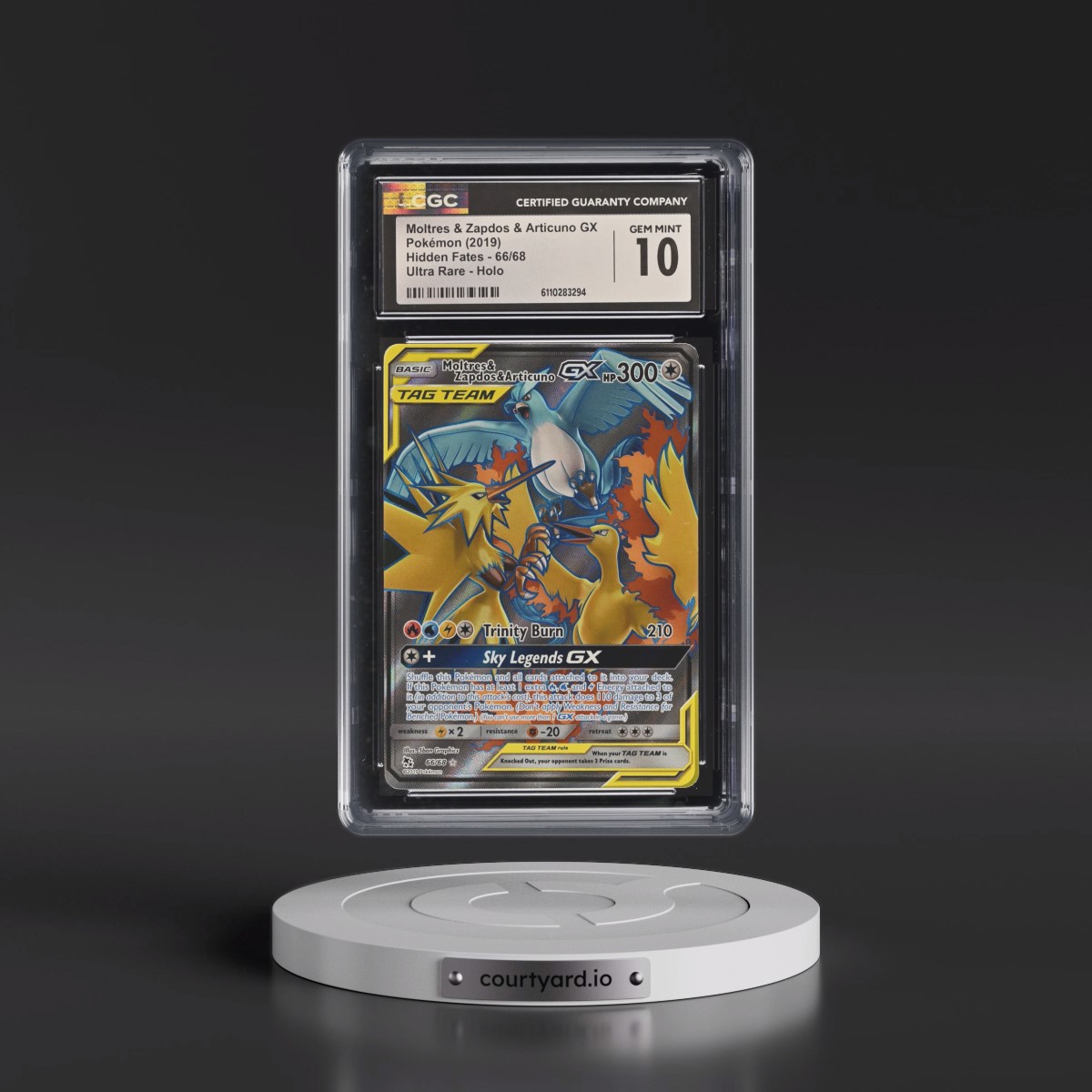 2019 Hidden Fates #66/68 Moltres & Zapdos & Articuno GX - Ultra Rare Holo (CGC 10 GEM MINT)