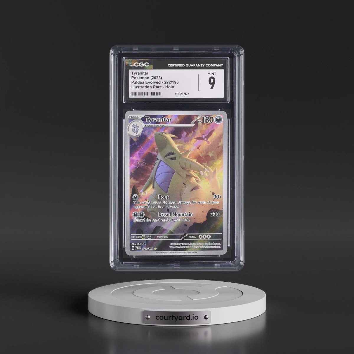 2023 Paldea Evolved - PAL EN #222/193 Tyranitar - Illustration Rare Holo (CGC 9 MINT)