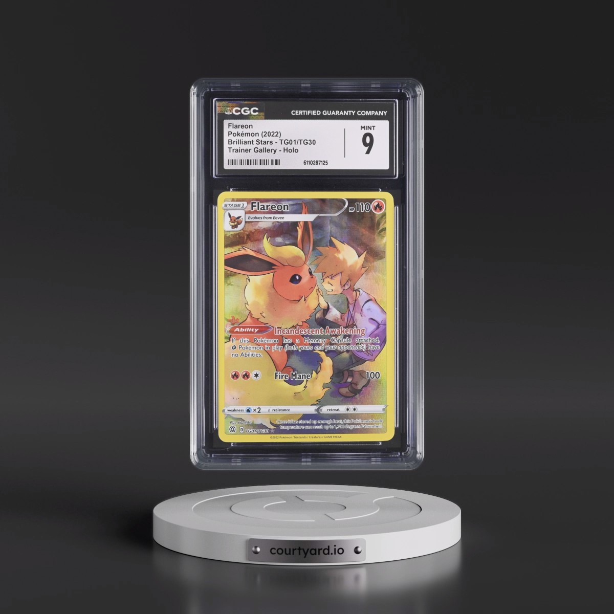 2022 Brilliant Stars #TG01/TG30 Flareon - Trainer Gallery Holo (CGC 9 MINT)