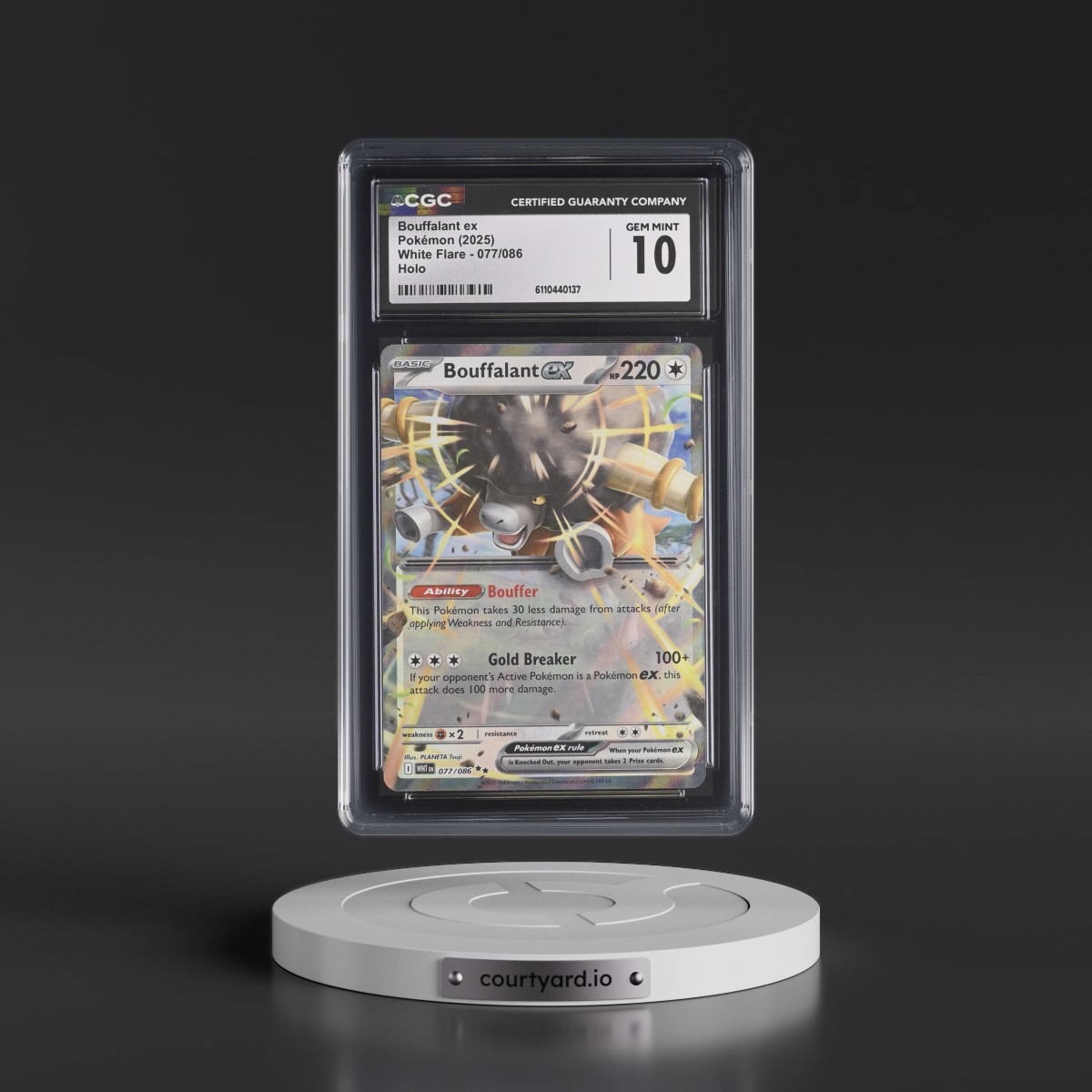 2025 White Flare - WHT EN #077/086 Bouffalant ex - Holo (CGC 10 GEM MINT)