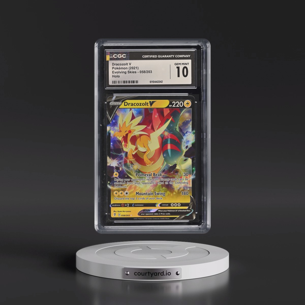 2021 Evolving Skies #058/203 Dracozolt V - Holo (CGC 10 GEM MINT)