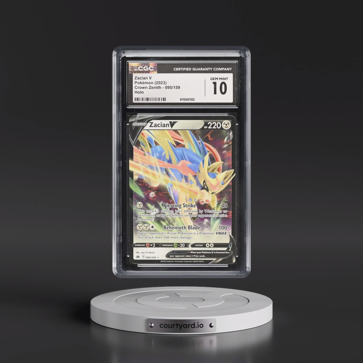 2023 Crown Zenith #095/159 Zacian V - Holo (CGC 10 GEM MINT)