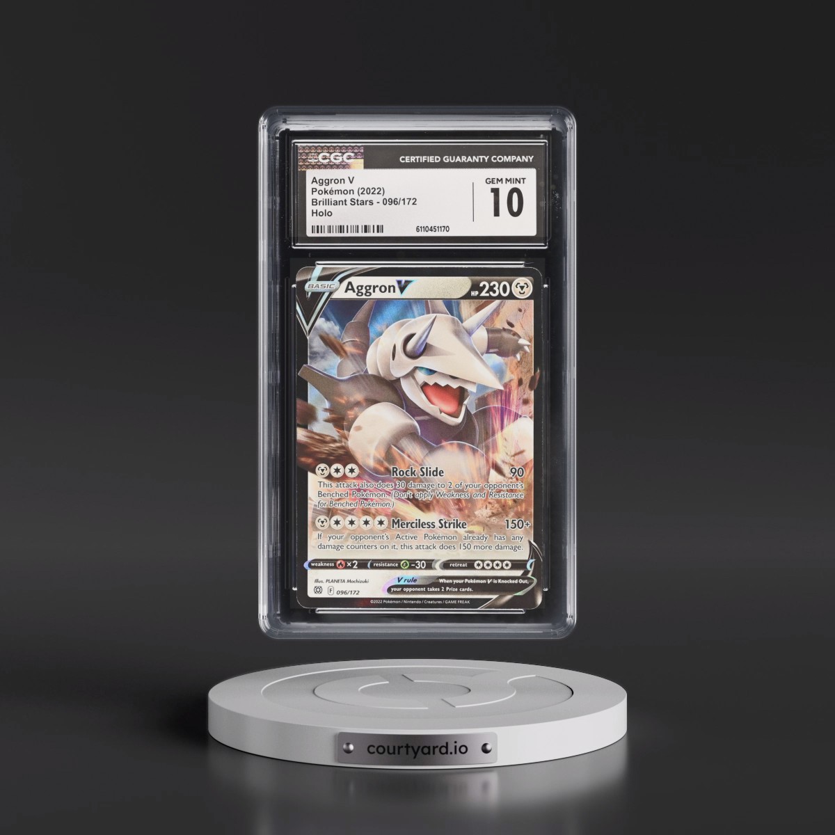 2022 Brilliant Stars #096/172 Aggron V - Holo (CGC 10 GEM MINT)