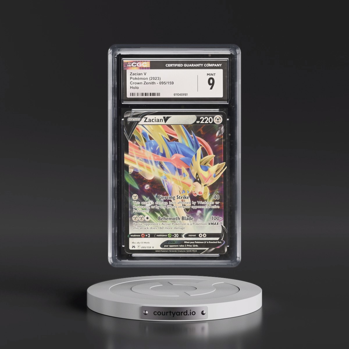 2023 Crown Zenith #095/159 Zacian V - Holo (CGC 9 MINT)