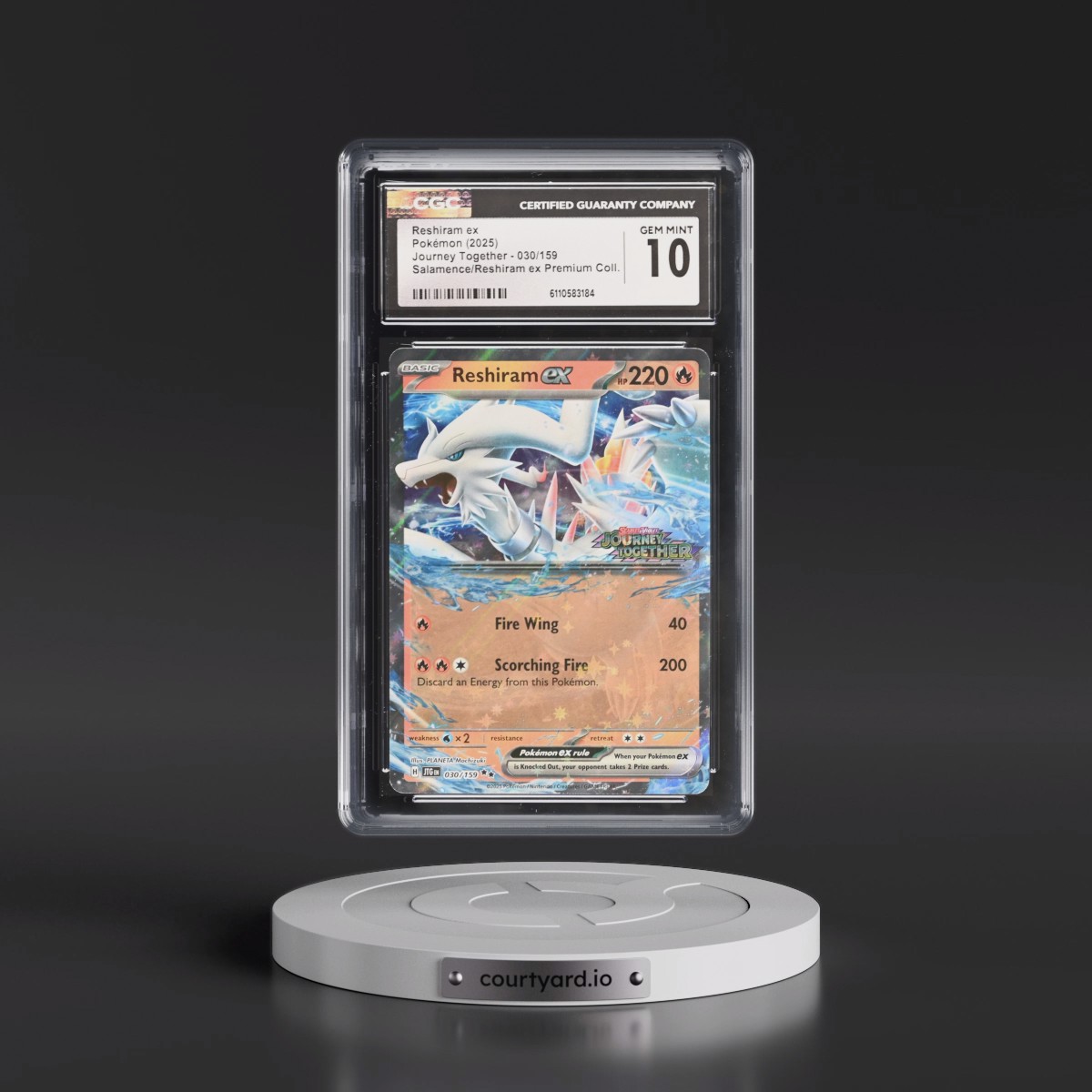 2025 Pokémon Jtg EN-Journey Together #030 Reshiram EX - Holo Reshiram EX Box (CGC 10 GEM MINT)