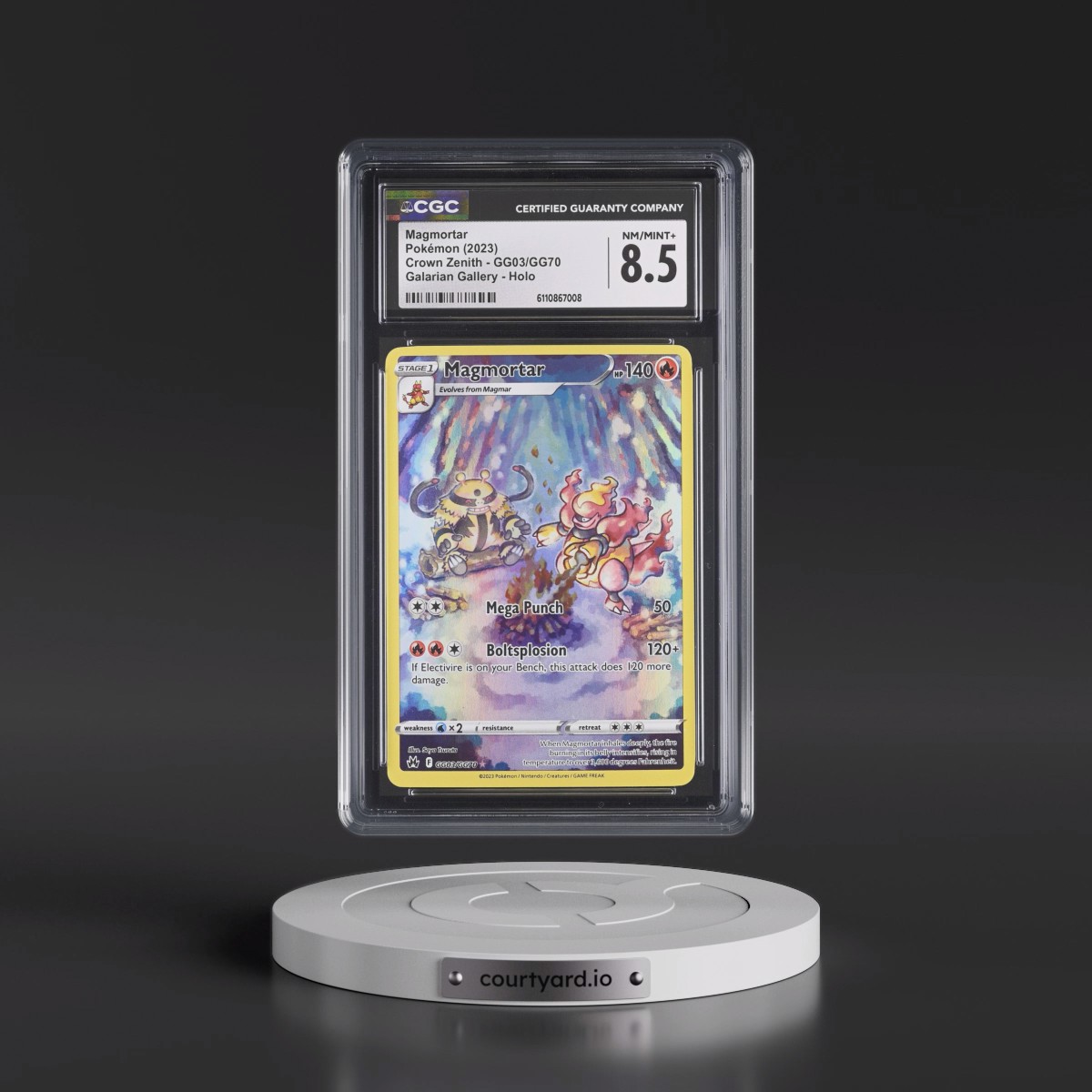 2023 Crown Zenith #GG03/GG70 Magmortar - Galarian Gallery Holo (CGC 8.5 NM-MT+)