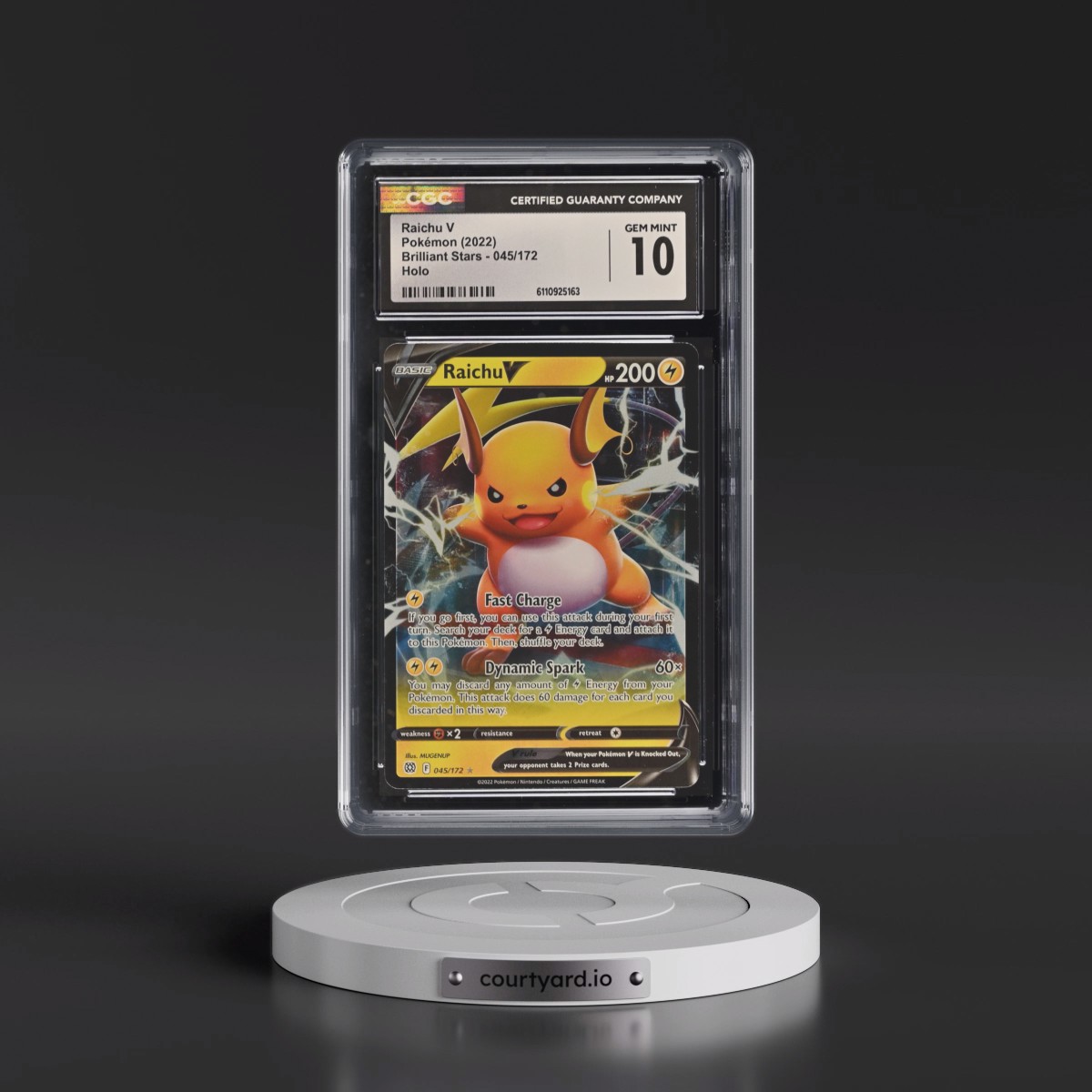 2022 Brilliant Stars #045/172 Raichu V - Holo (CGC 10 GEM MINT)