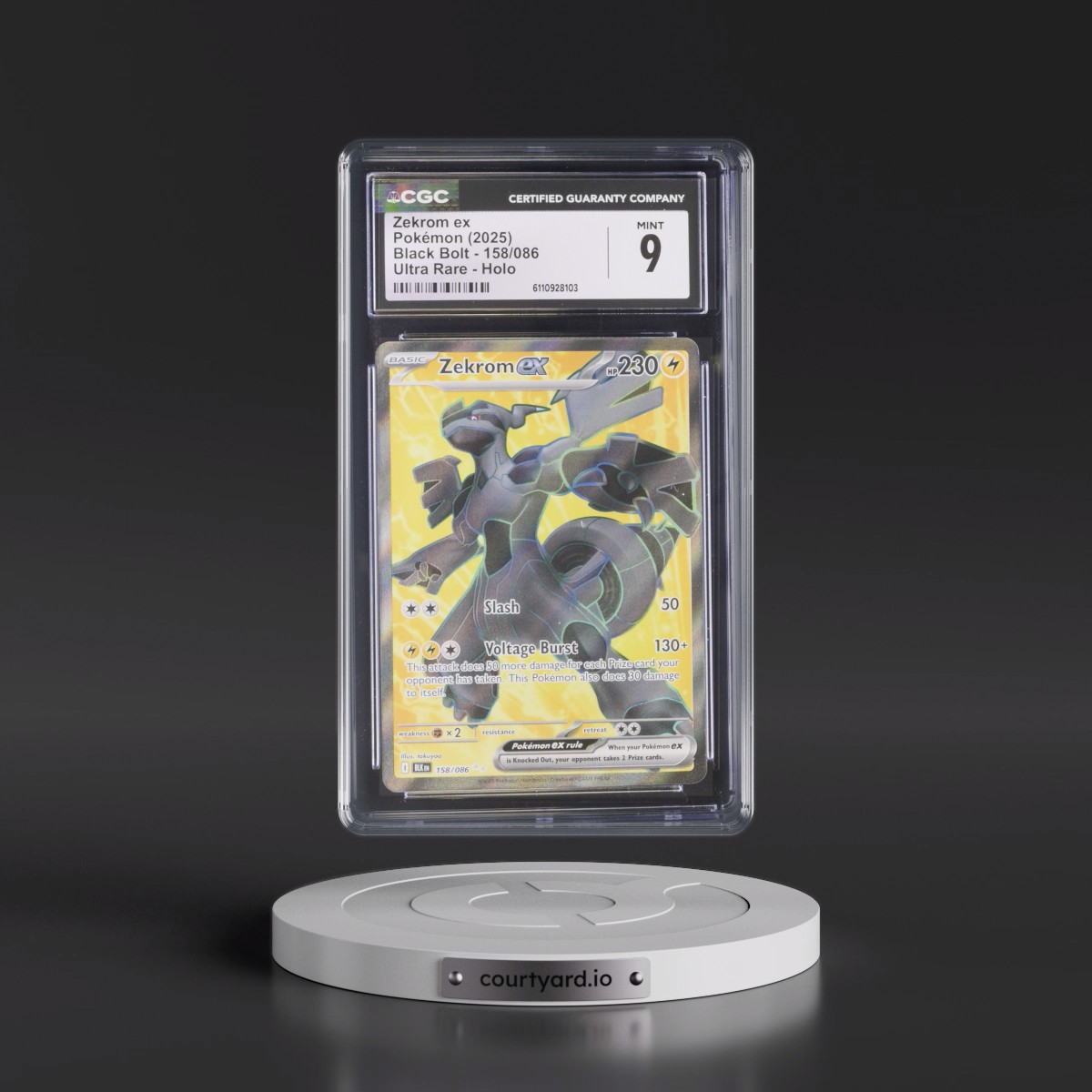 2025 Black Bolt - BLK EN #158/086 Zekrom ex - Ultra Rare Holo (CGC 9 MINT)
