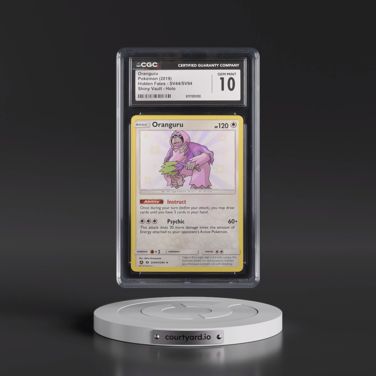 2019 Hidden Fates #SV44/SV94 Oranguru - Shiny Vault Holo (CGC 10 GEM MINT)