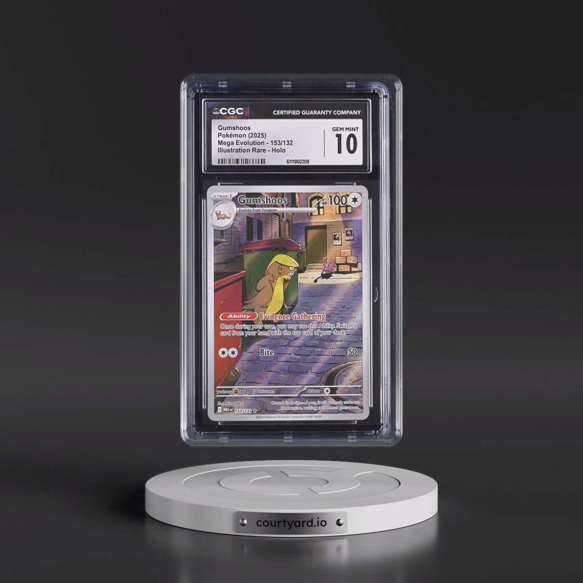 2025 Mega Evolution - MEG EN #153/132 Gumshoos - Illustration Rare Holo (CGC 10 GEM MINT)