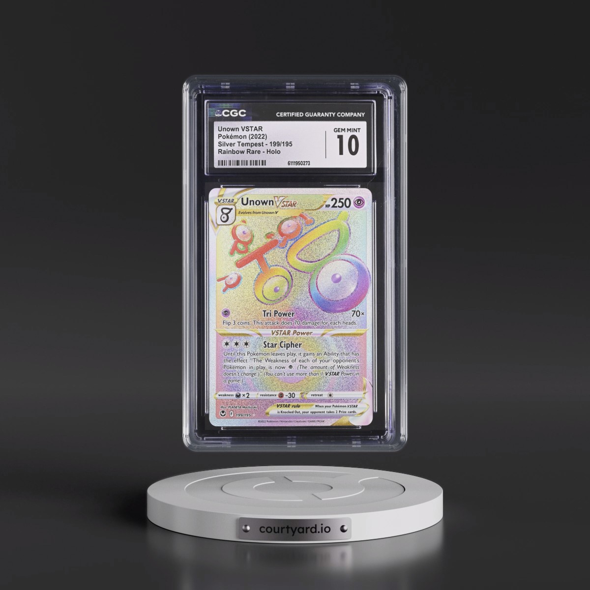 2022 Silver Tempest #199/195 Unown VSTAR - Rainbow Rare Holo (CGC 10 GEM MINT)