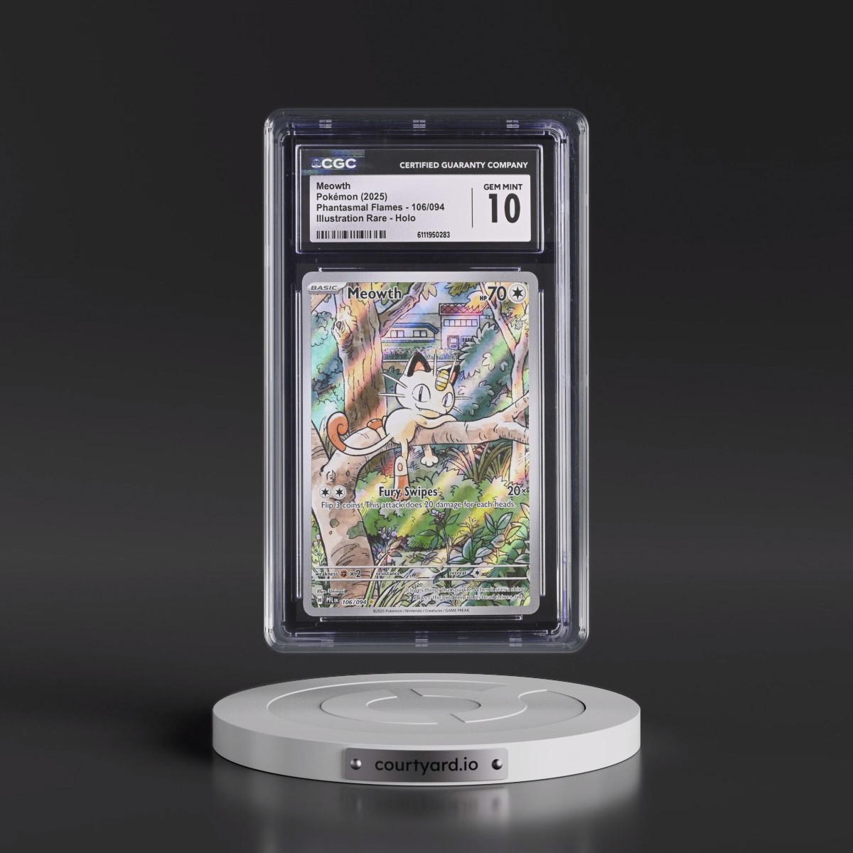 2025 Phantasmal Flames - PFL EN #106/094 Meowth - Illustration Rare Holo (CGC 10 GEM MINT)