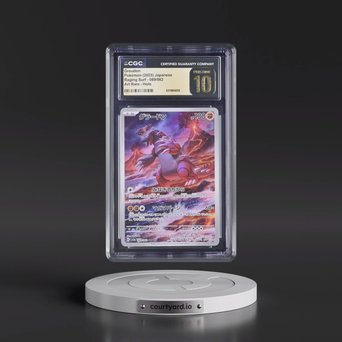 2023 Raging Surf #069/062 Groudon - Art Rare Holo (CGC 10 PRISTINE)
