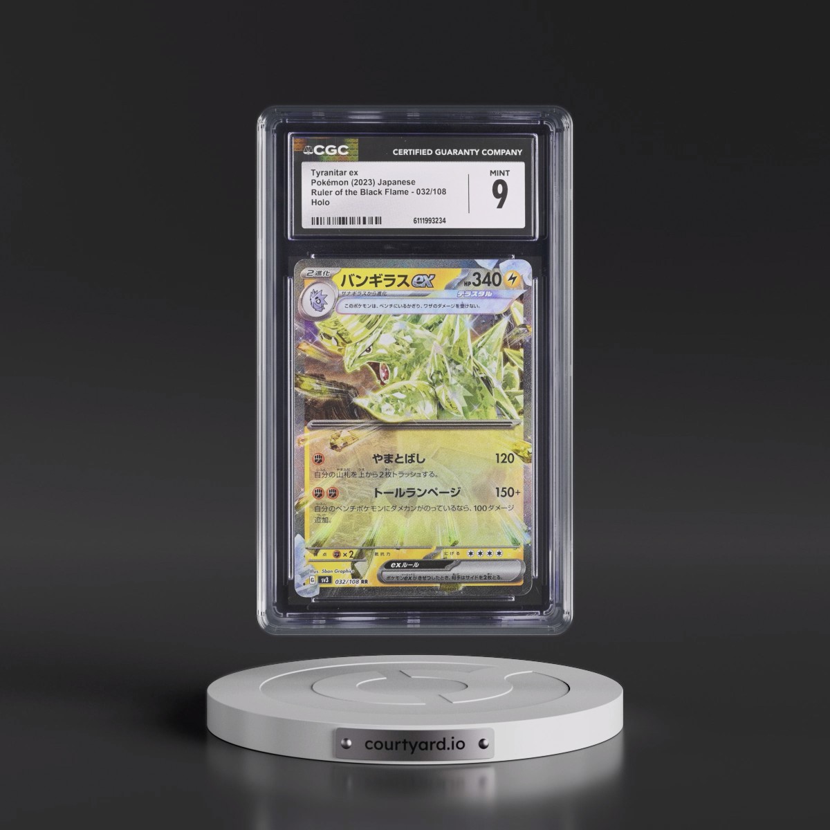 2023 Ruler of the Black Flame #032/108 Tyranitar ex - Holo (CGC 9 MINT)