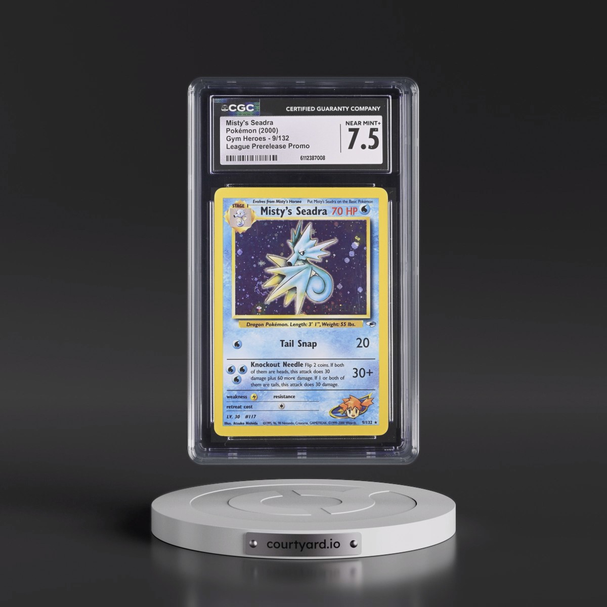 2000 Gym Heroes #9/132 Misty's Seadra - League Prerelease Promo (Holo) (CGC 7.5 NM+)