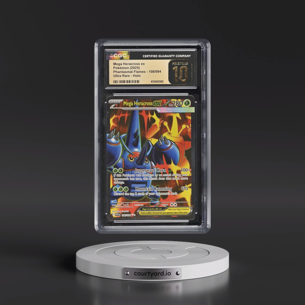 2025 Phantasmal Flames - PFL EN #108/094 Mega Heracross ex - Ultra Rare Holo (CGC 10 PRISTINE)