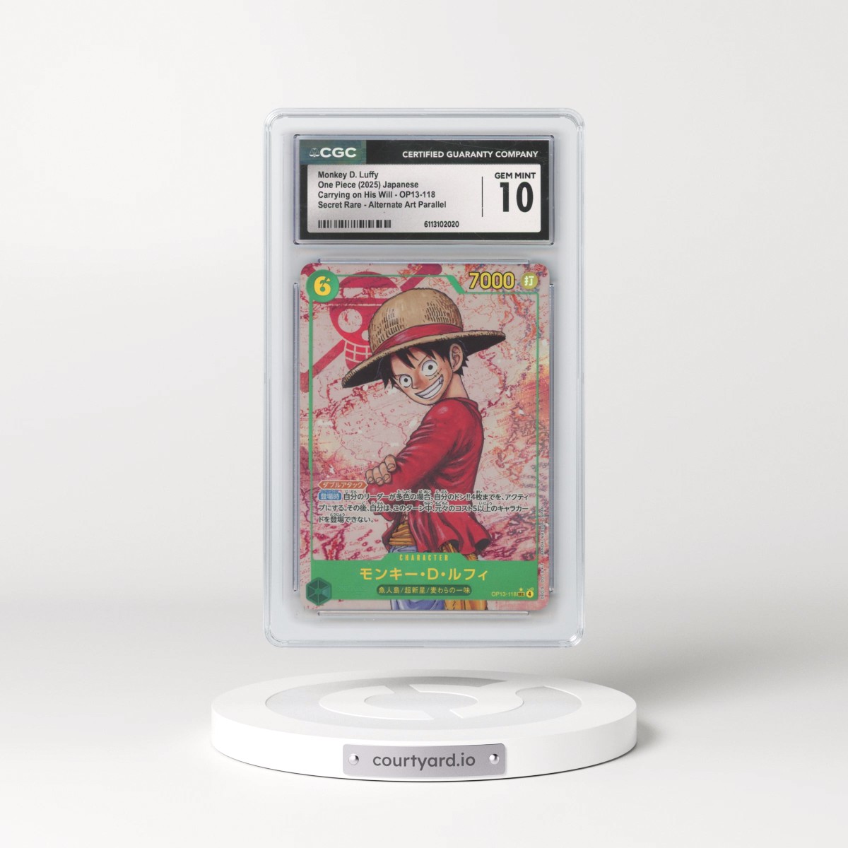 2025 Carrying on His Will (OP13) - Japanese #OP13-118 Monkey D. Luffy - (Map BG) Alt Art (CGC 10 GEM MINT)