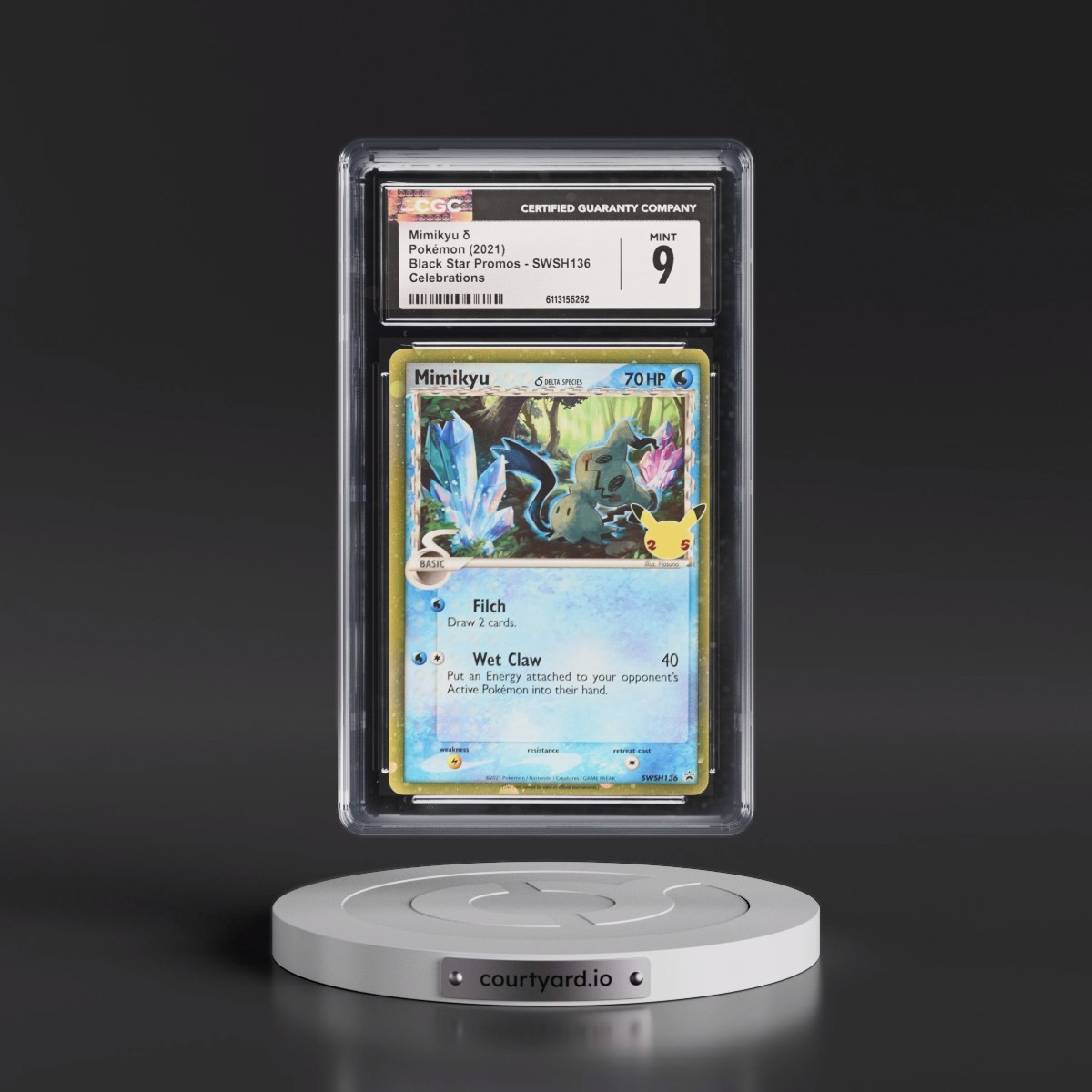 2017 Black Star Promos - Sword & Shield #SWSH136 Mimikyu ´ - Celebrations (Holo) (CGC 9 MINT)