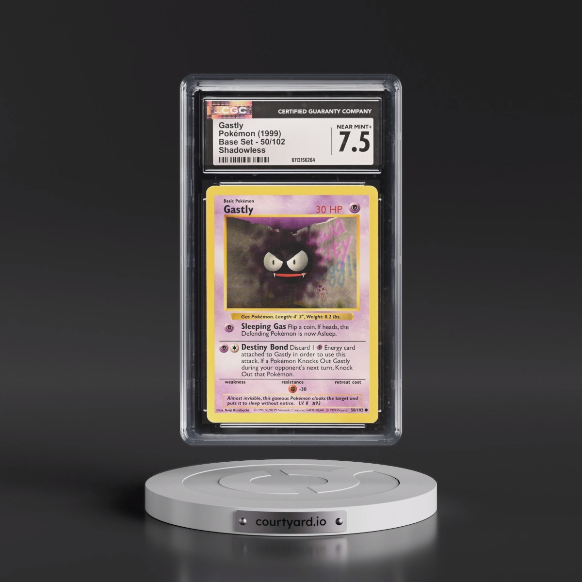 1999 Base Set #50/102 Gastly - Shadowless Shadowless (CGC 7.5 NM+)
