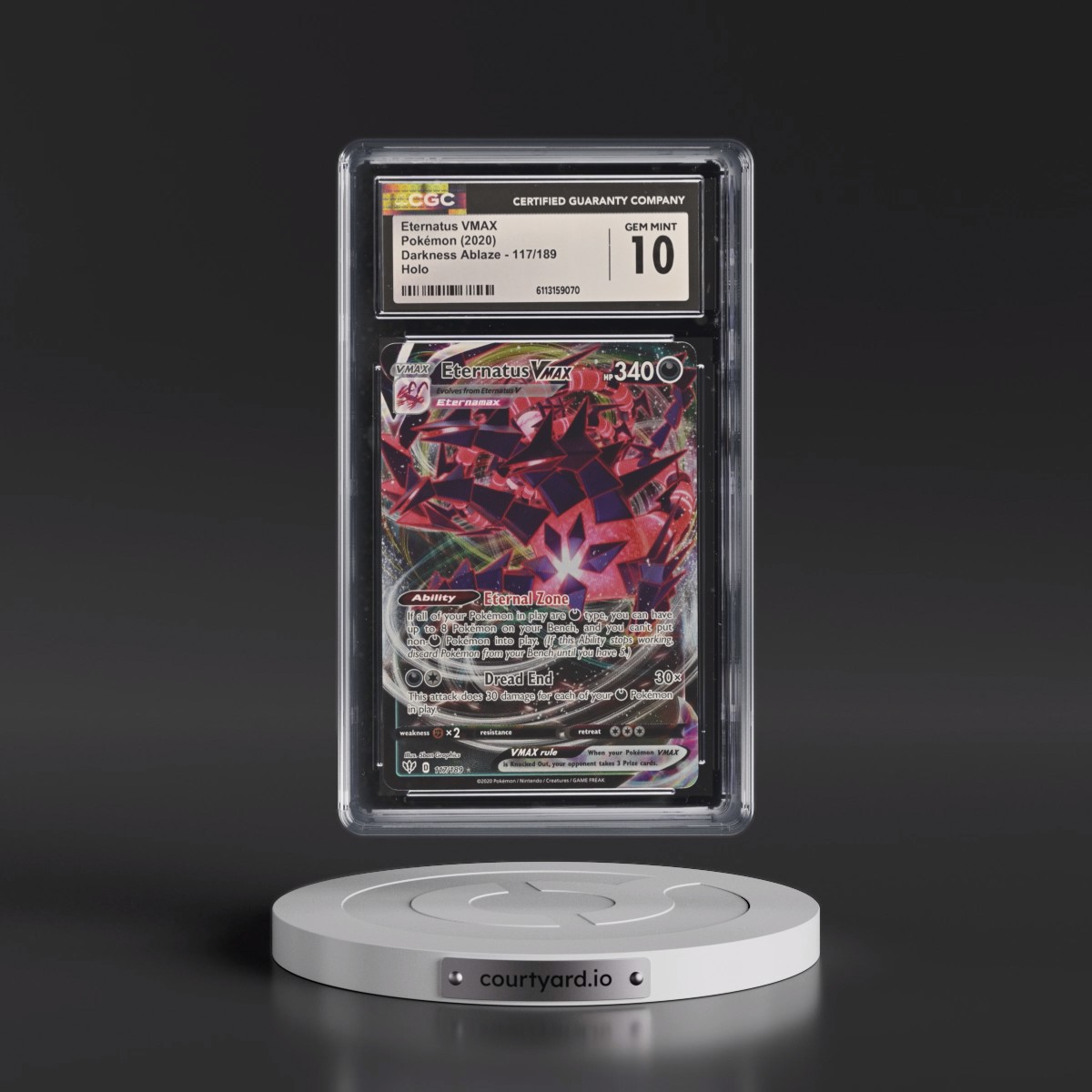 2020 Darkness Ablaze #117/189 Eternatus VMAX - Holo (CGC 10 GEM MINT)