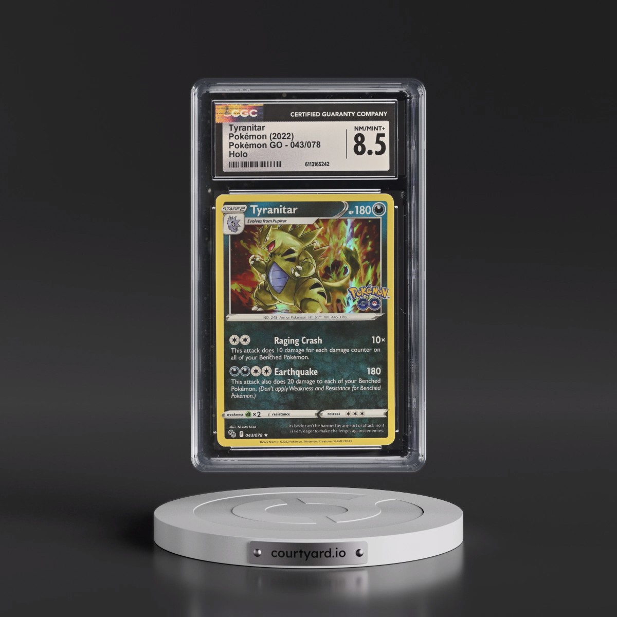 2022 Pokémon GO #043/078 Tyranitar - Holo (CGC 8.5 NM-MT+)