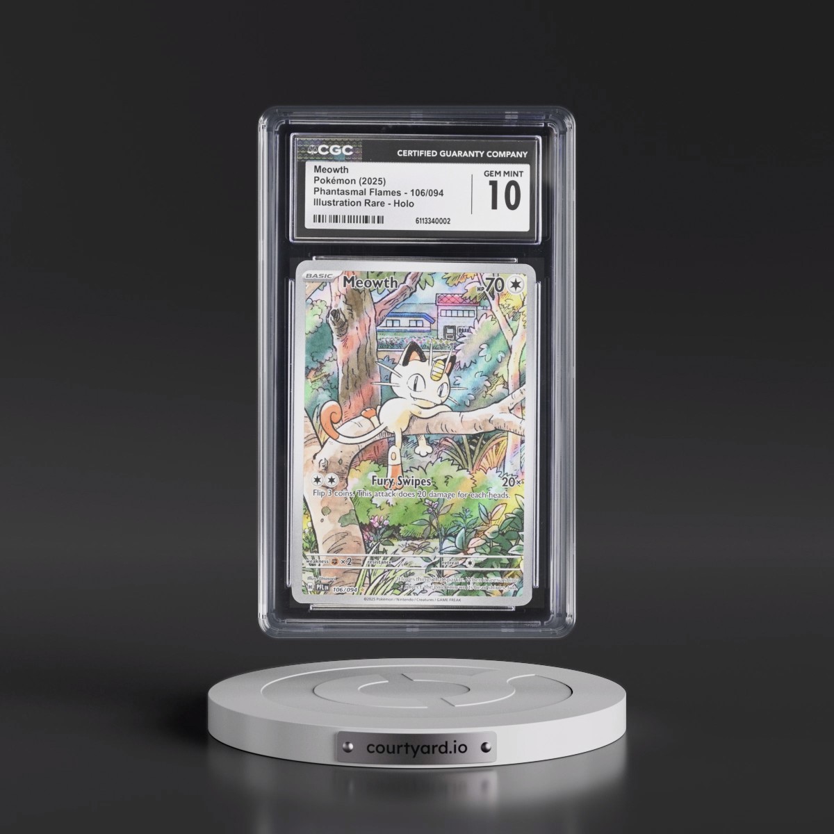 2025 Phantasmal Flames - PFL EN #106/094 Meowth - Illustration Rare Holo (CGC 10 GEM MINT)