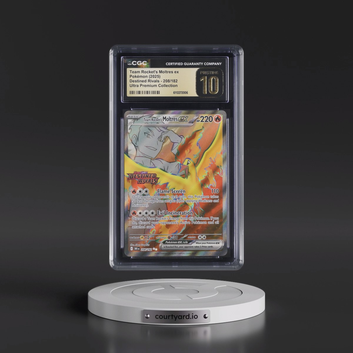 2025 Destined Rivals - DRI EN #208/182 Team Rocket's Moltres ex - Team Rocket's Moltres ex Ultra Premium Collection (Holo) (CGC 10 PRISTINE)