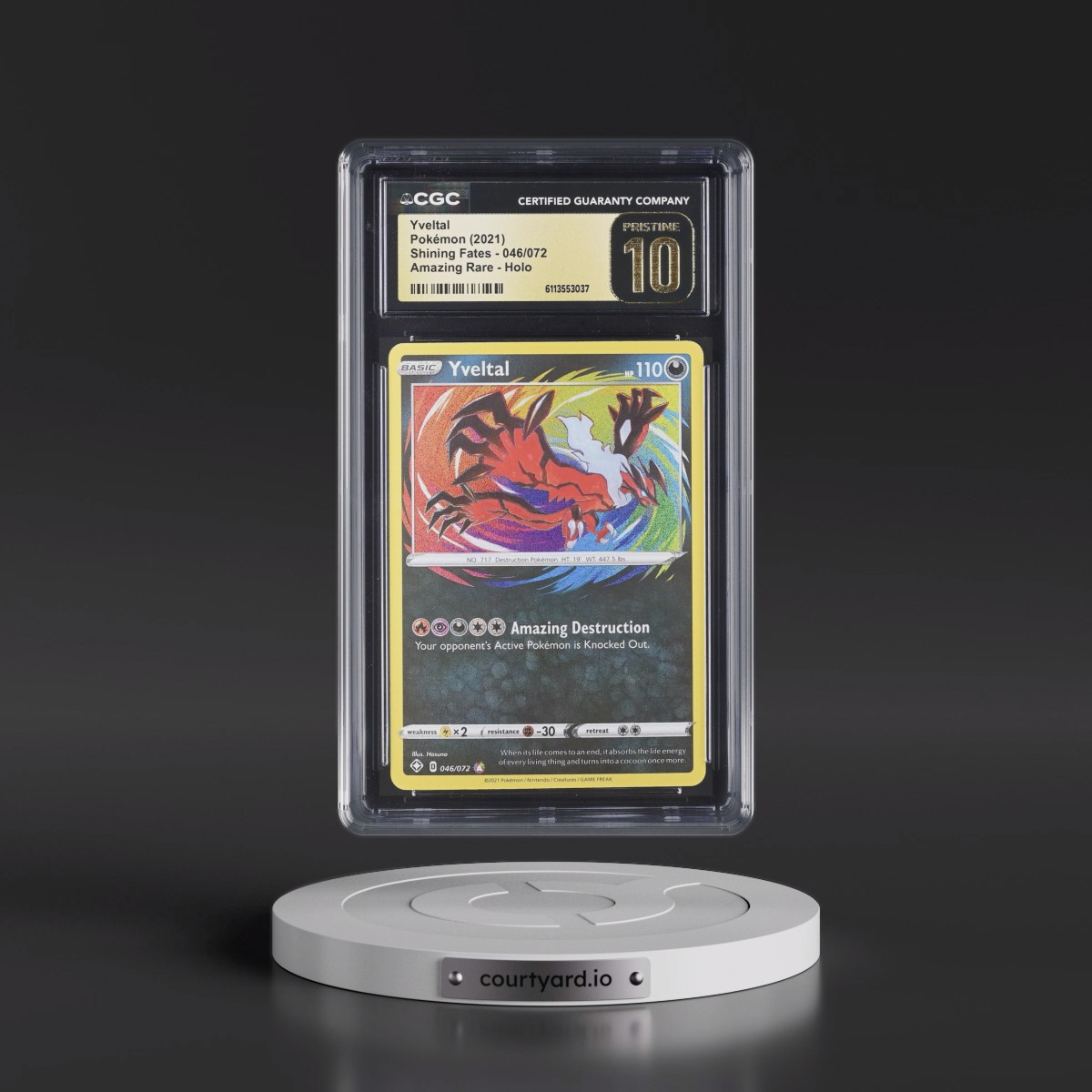 2021 Shining Fates #046/072 Yveltal - Amazing Rare Holo (CGC 10 PRISTINE)