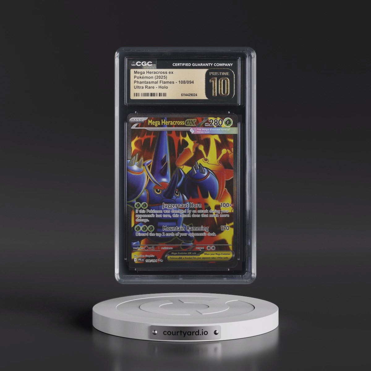 2025 Phantasmal Flames - PFL EN #108/094 Mega Heracross ex - Ultra Rare Holo (CGC 10 PRISTINE)