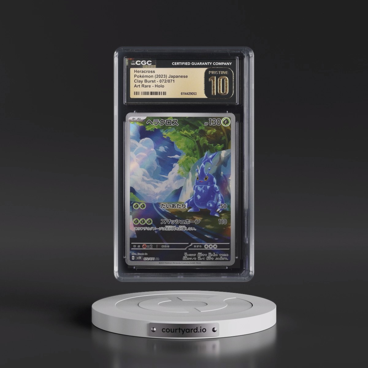 2023 Clay Burst #072/071 Heracross - Art Rare Holo (CGC 10 PRISTINE)
