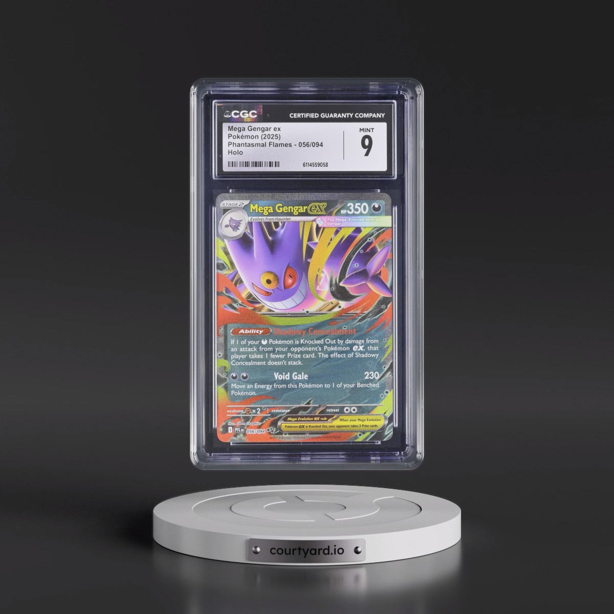 2025 Pokémon Pfl EN-Phantasmal Flames #056 Mega Gengar EX - Holo (CGC 9 MINT)
