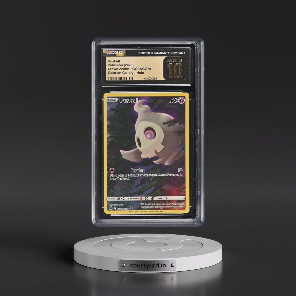 2023 Crown Zenith #GG28/GG70 Duskull - Galarian Gallery Holo (CGC 10 PRISTINE)