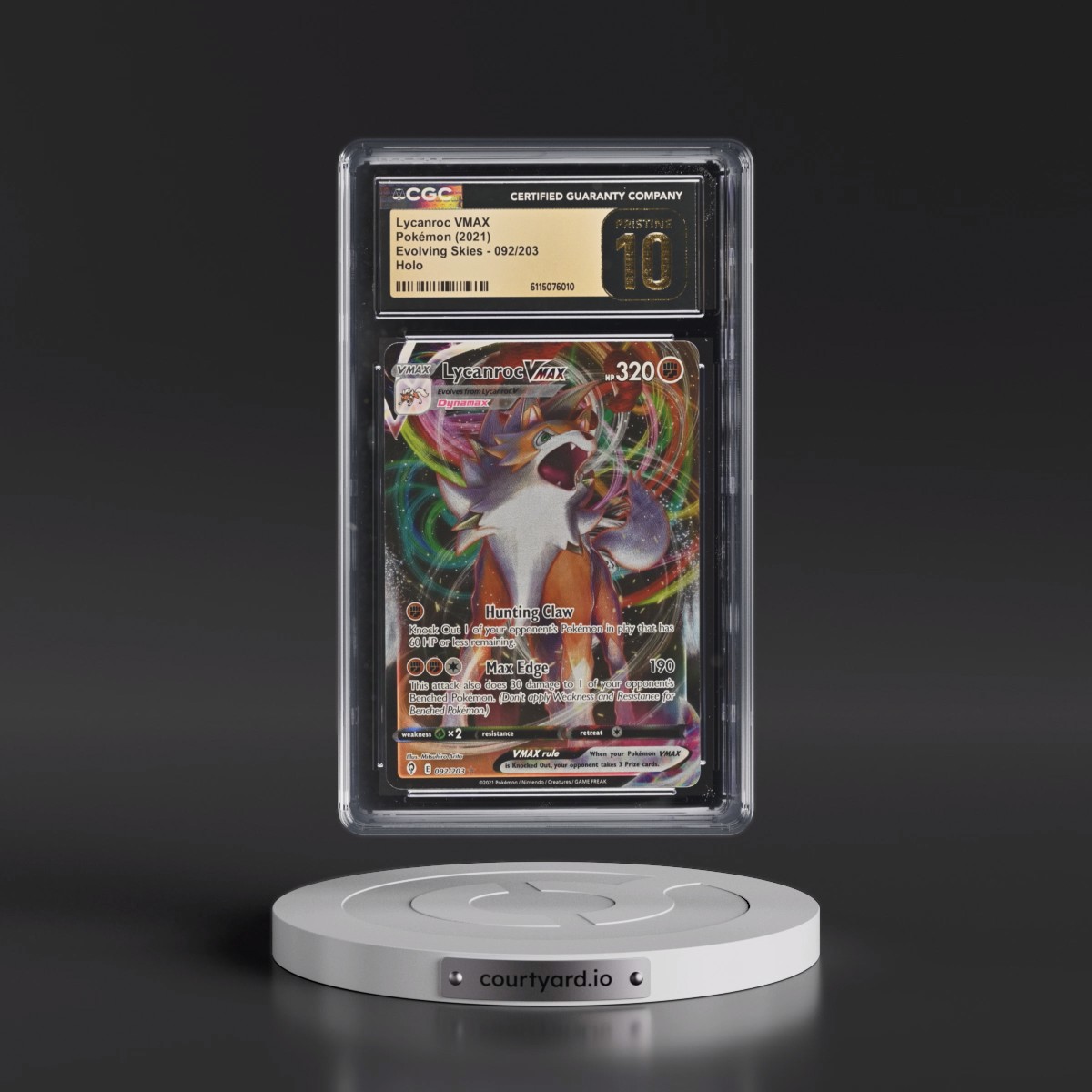 2021 Evolving Skies #092/203 Lycanroc VMAX - Holo (CGC 10 PRISTINE)