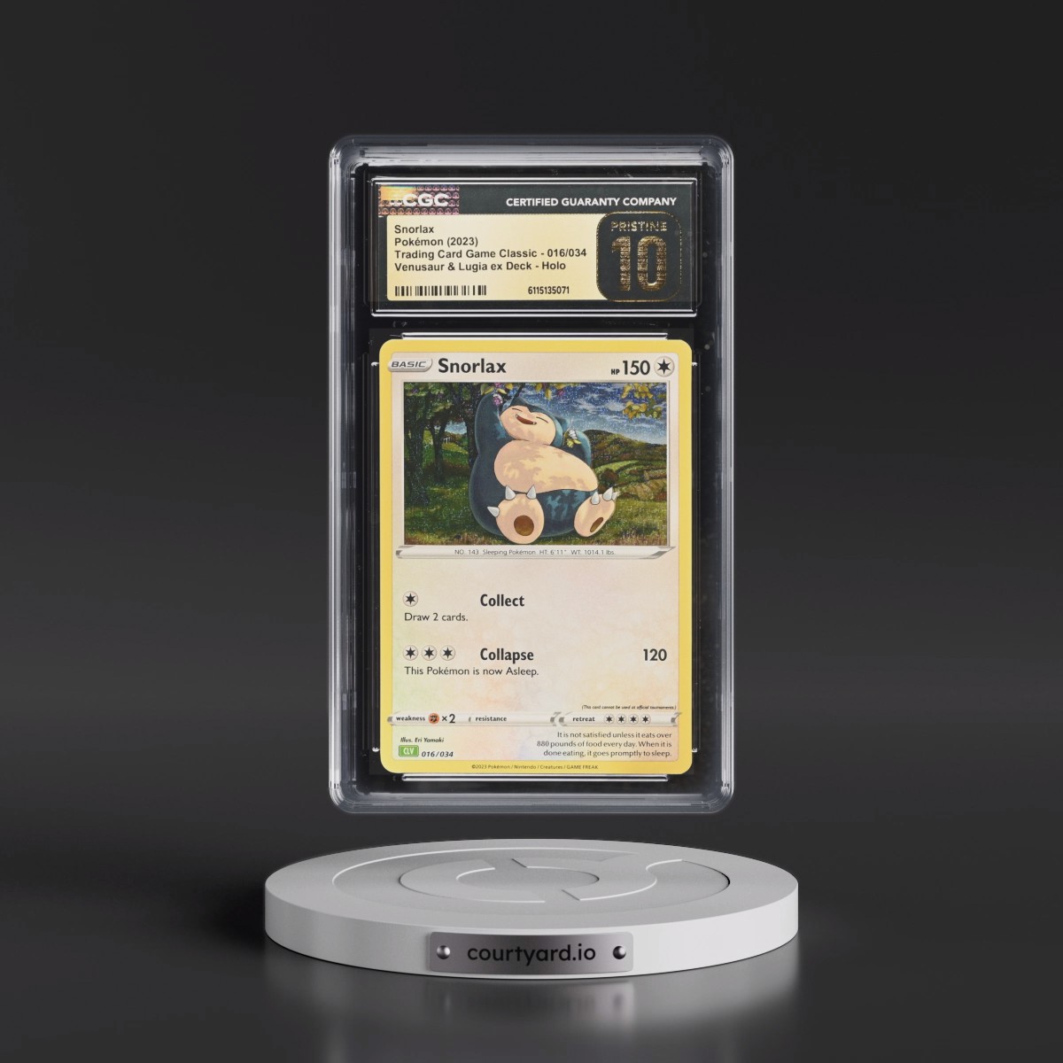 2023 Trading Card Game Classic - CLV, CLC, CLB #016/034 Snorlax - Venusaur & Lugia ex Deck - CLV Holo (CGC 10 PRISTINE)