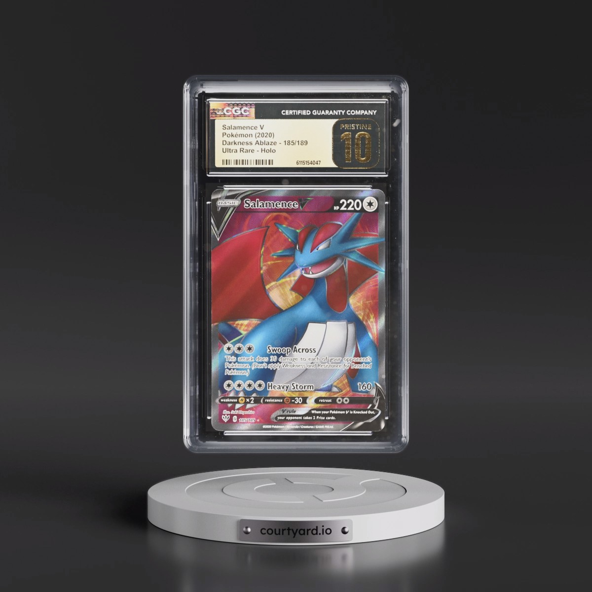 2020 Darkness Ablaze #185/189 Salamence V - Ultra Rare Holo (CGC 10 PRISTINE)