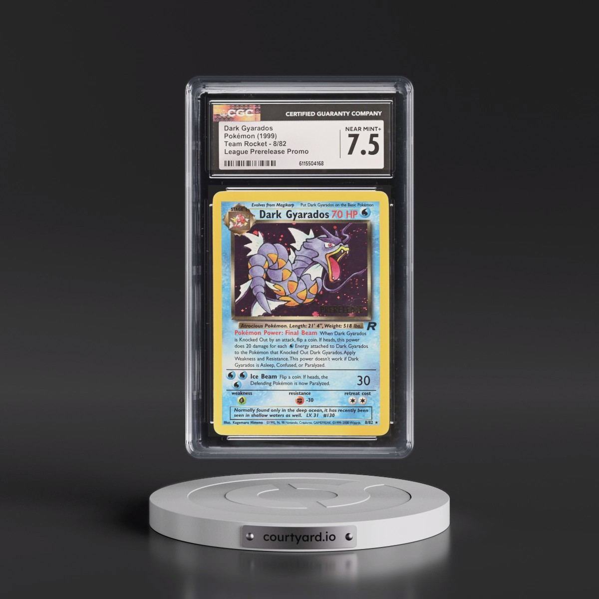 1999 Team Rocket #8/82 Dark Gyarados - League Prerelease Promo (Holo) (CGC 7.5 NM+)