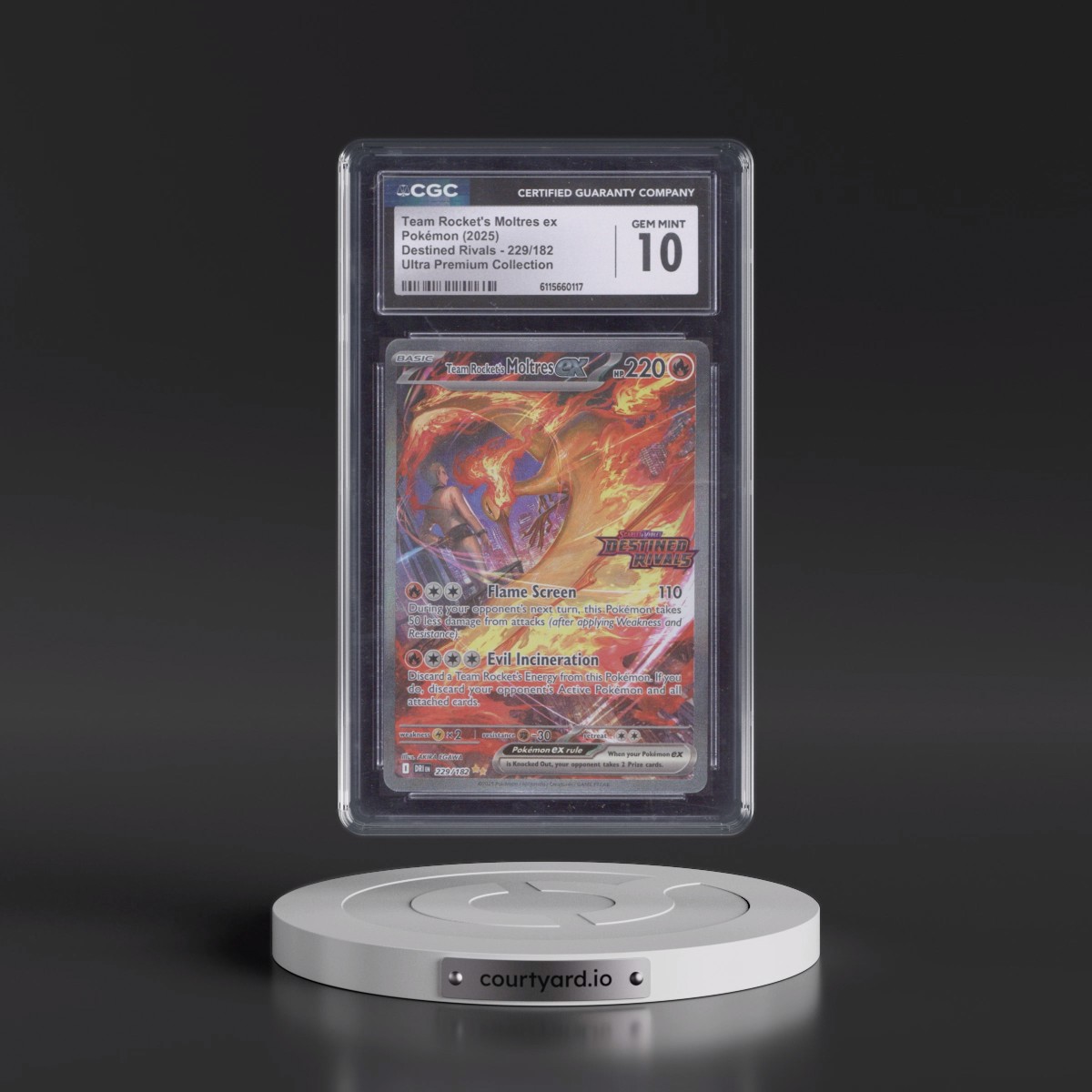 2025 Destined Rivals - DRI EN #229/182 Team Rocket's Moltres ex - Team Rocket's Moltres ex Ultra Premium Collection (Holo) (CGC 10 GEM MINT)