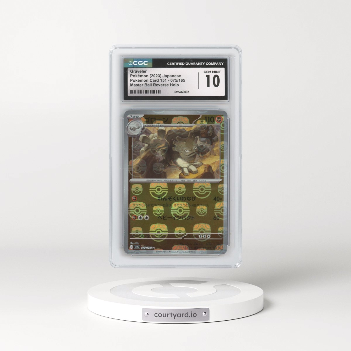2023 Pokémon Card 151 #075/165 Graveler - Reverse Holo Master Ball (CGC 10 GEM MINT)
