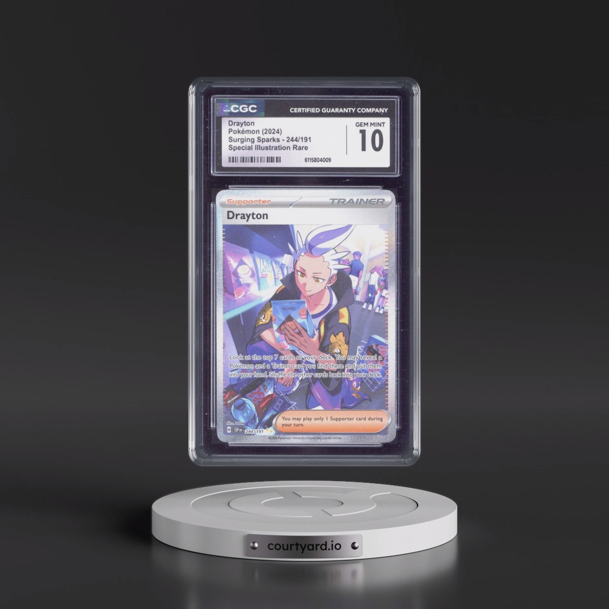2024 Surging Sparks - SSP EN #244/191 Drayton - Special Illustration Rare (Holo) (CGC 10 GEM MINT)