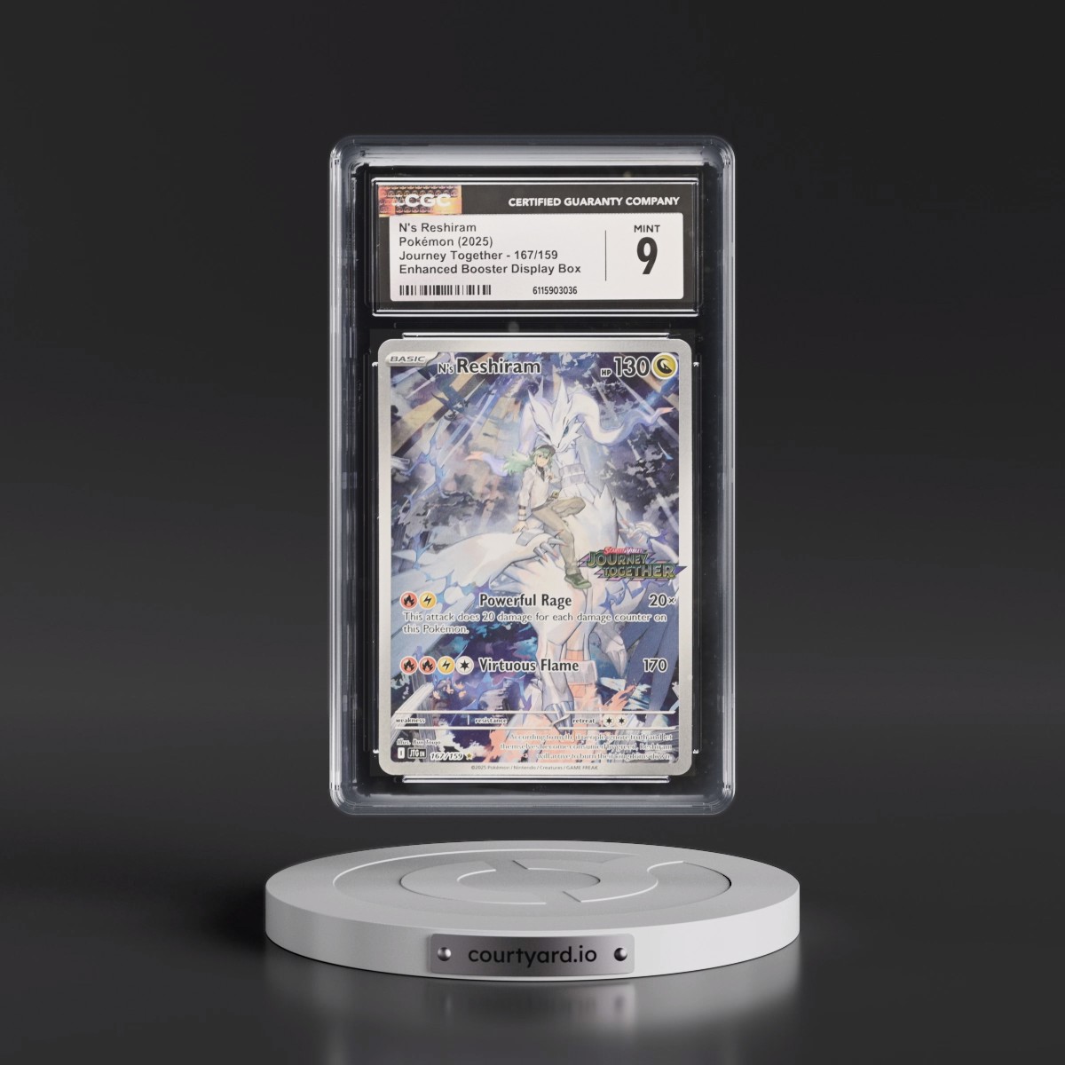 2025 Journey Together - JTG EN #167/159 N's Reshiram - Enhanced Booster Display Box (Journey Together Stamp) (Holo) (CGC 9 MINT)