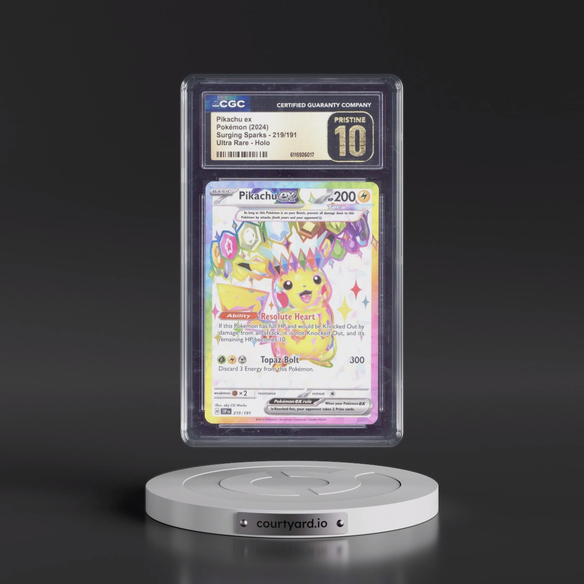 2024 Surging Sparks - SSP EN #219/191 Pikachu ex - Ultra Rare Holo (CGC 10 PRISTINE)