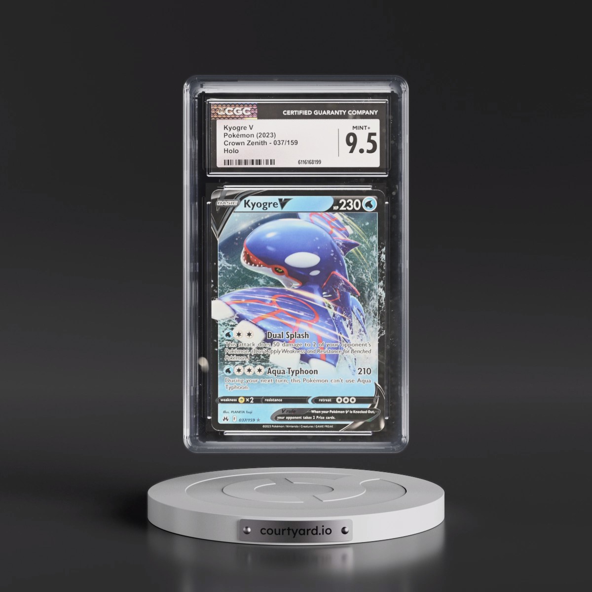 2023 Crown Zenith #037/159 Kyogre V - Holo (CGC 9.5 MINT+)