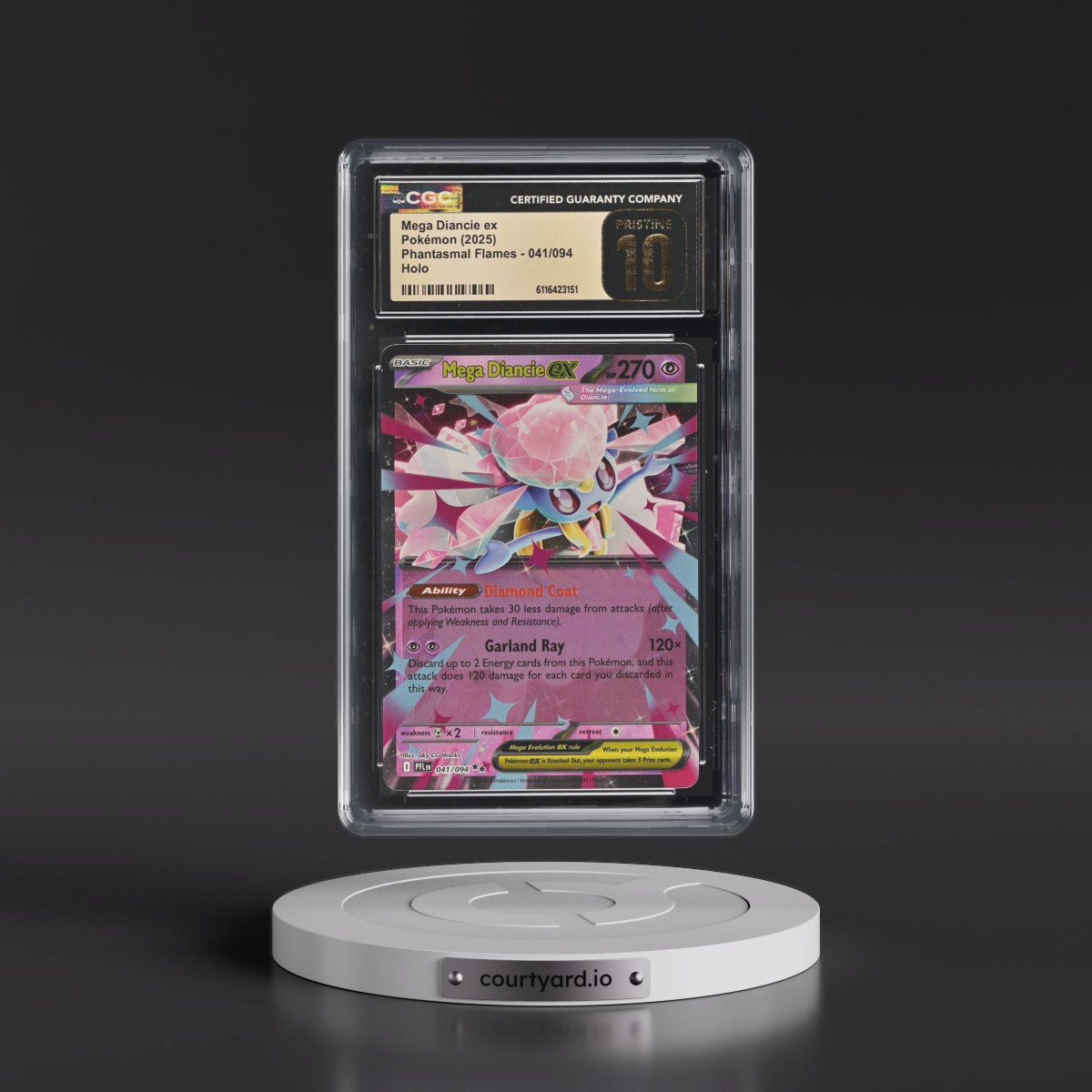 2025 Phantasmal Flames - PFL EN #041/094 Mega Diancie ex - Holo (CGC 10 PRISTINE)