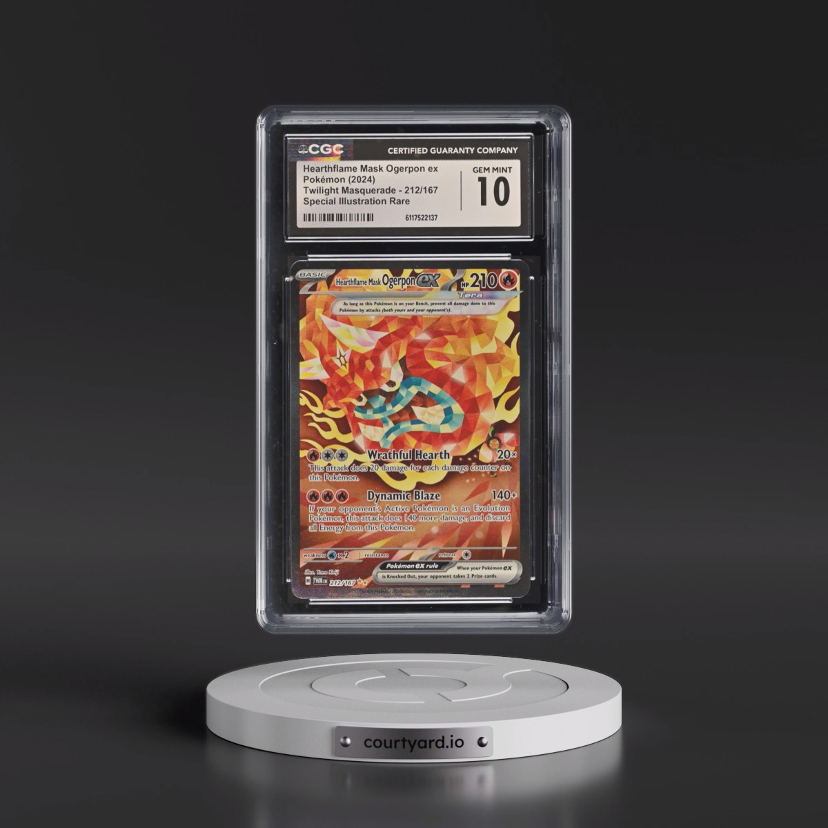2024 Twilight Masquerade - TWM EN #212/167 Hearthflame Mask Ogerpon ex - Special Illustration Rare (CGC 10 GEM MINT)